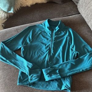 Stori Teal Long Sleeve Quarter-Zip Top sz small